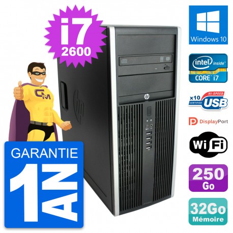 PC Tour HP Elite 8300 Intel Core i7-2600 RAM 32Go Disque 250Go Windows 10 Wifi