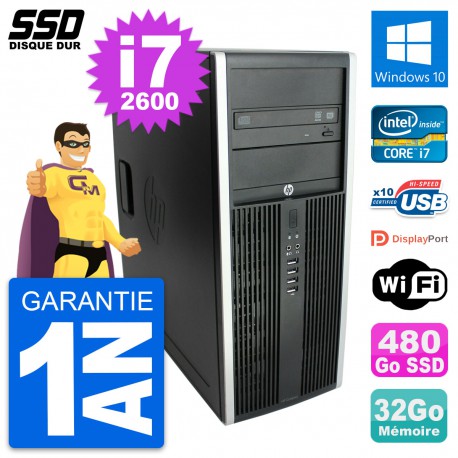 PC Tour HP Elite 8300 Intel Core i7-2600 RAM 32Go SSD 480Go Windows 10 Wifi