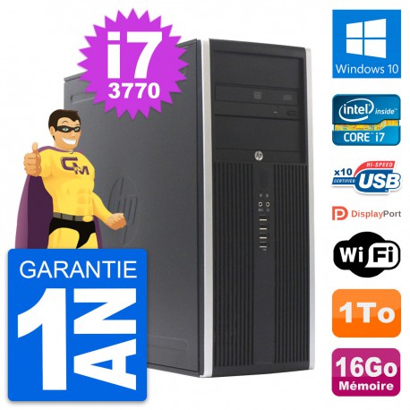 PC Tour HP Elite 8300 Intel Core i7-3770 RAM 16Go Disque Dur 1To Windows 10 Wifi