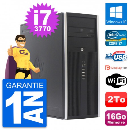 PC Tour HP Elite 8300 Intel Core i7-3770 RAM 16Go Disque Dur 2To Windows 10 Wifi
