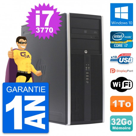 PC Tour HP Elite 8300 Intel Core i7-3770 RAM 32Go Disque Dur 1To Windows 10 Wifi