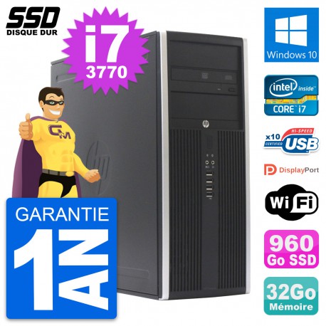 PC Tour HP Elite 8300 Intel Core i7-3770 RAM 32Go SSD 960Go Windows 10 Wifi