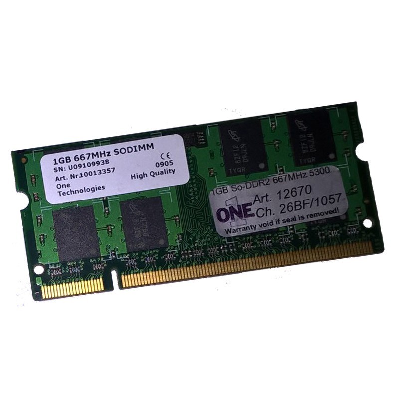 Barrette Mémoire 2Go DDR2 667 MHz - SODIMM, Pour Portable Ancien, Fonctionnelle