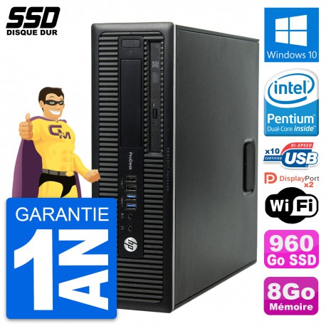 PC HP ProDesk 600 G1 SFF Intel Pentium G3220 RAM 8Go SSD 960Go Windows 10 Wifi