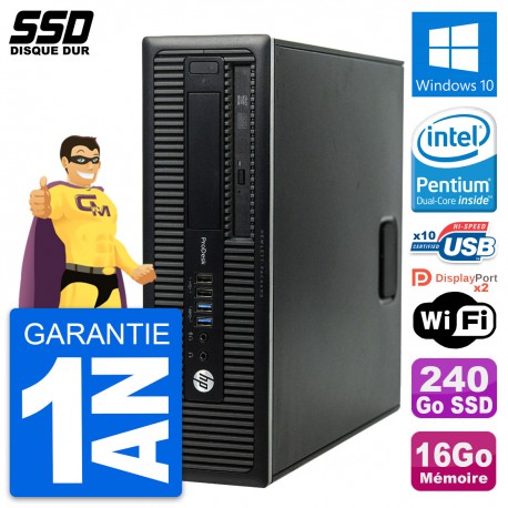 PC HP ProDesk 600 G1 SFF Intel Pentium G3220 RAM 16Go SSD 240Go Windows 10 Wifi