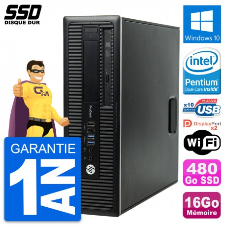 PC HP ProDesk 600 G1 SFF Intel Pentium G3220 RAM 16Go SSD 480Go Windows 10 Wifi