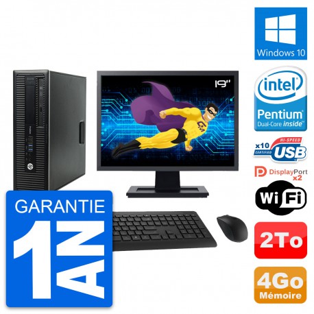 PC HP ProDesk 600 G1 SFF Ecran 19" G3220 RAM 4Go Disque 2To Windows 10 Wifi