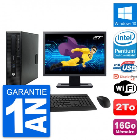 PC HP ProDesk 600 G1 SFF Ecran 27" G3220 RAM 16Go Disque 2To Windows 10 Wifi
