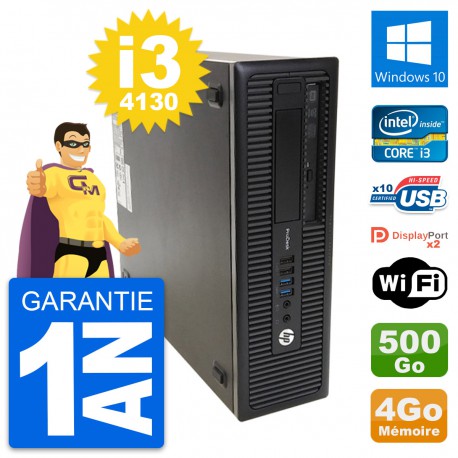 PC HP ProDesk 600 G1 SFF Intel Core i3-4130 RAM 4Go Disque 500Go Windows 10 Wifi