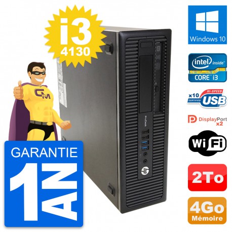 PC HP ProDesk 600 G1 SFF Intel Core i3-4130 RAM 4Go Disque 2To Windows 10 Wifi