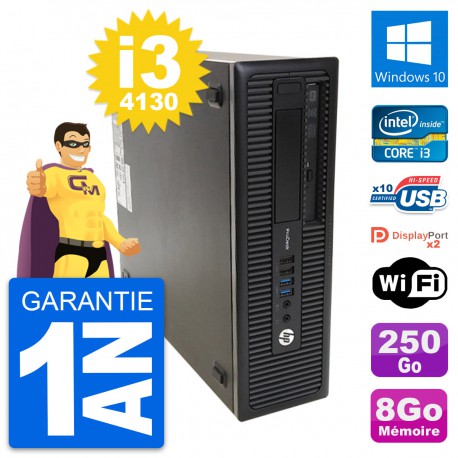 PC HP ProDesk 600 G1 SFF Intel Core i3-4130 RAM 8Go Disque 250Go Windows 10 Wifi