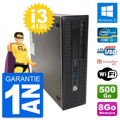 PC HP ProDesk 600 G1 SFF Intel Core i3-4130 RAM 8Go Disque 500Go Windows 10 Wifi