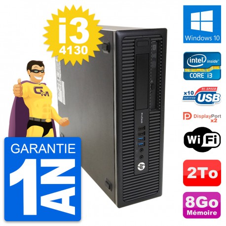 PC HP ProDesk 600 G1 SFF Intel Core i3-4130 RAM 8Go Disque 2To Windows 10 Wifi