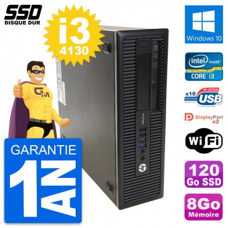 PC HP ProDesk 600 G1 SFF Intel Core i3-4130 RAM 8Go SSD 120Go Windows 10 Wifi