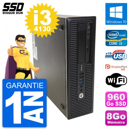 PC HP ProDesk 600 G1 SFF Intel Core i3-4130 RAM 8Go SSD 960Go Windows 10 Wifi