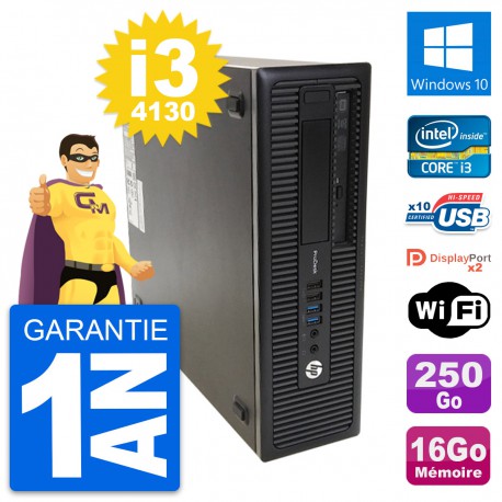 PC HP ProDesk 600 G1 SFF Intel i3-4130 RAM 16Go Disque 250Go Windows 10 Wifi