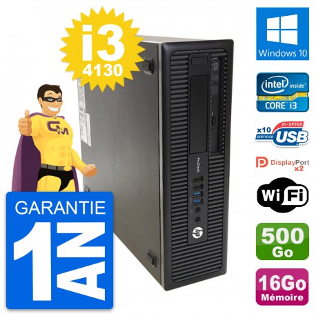 PC HP ProDesk 600 G1 SFF Intel i3-4130 RAM 16Go Disque 500Go Windows 10 Wifi