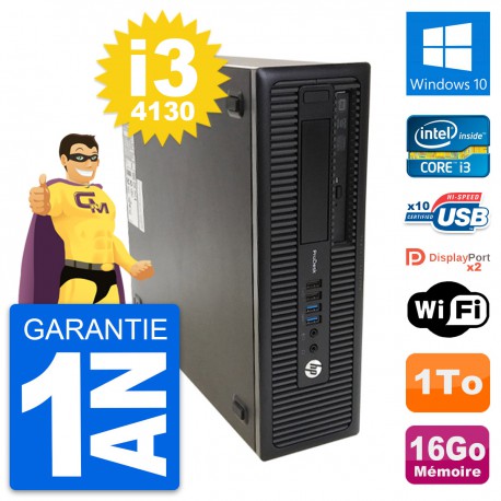 PC HP ProDesk 600 G1 SFF Intel Core i3-4130 RAM 16Go Disque 1To Windows 10 Wifi