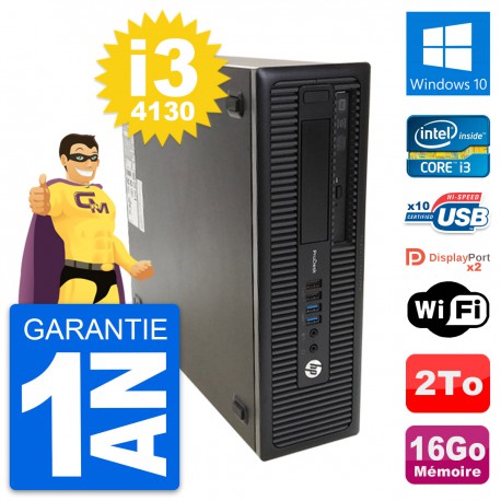 PC HP ProDesk 600 G1 SFF Intel Core i3-4130 RAM 16Go Disque 2To Windows 10 Wifi