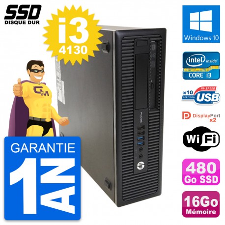 PC HP ProDesk 600 G1 SFF Intel Core i3-4130 RAM 16Go SSD 480Go Windows 10 Wifi