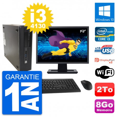 PC HP ProDesk 600 G1 SFF Ecran 19" i3-4130 RAM 8Go Disque 2To Windows 10 Wifi