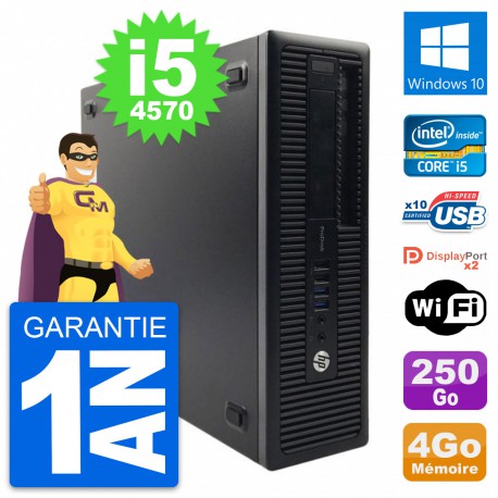 PC HP ProDesk 600 G1 SFF Intel Core i5-4570 RAM 4Go Disque 250Go Windows 10 Wifi