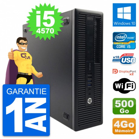 PC HP ProDesk 600 G1 SFF Intel Core i5-4570 RAM 4Go Disque 500Go Windows 10 Wifi