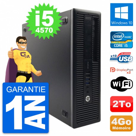 PC HP ProDesk 600 G1 SFF Intel Core i5-4570 RAM 4Go Disque 2To Windows 10 Wifi