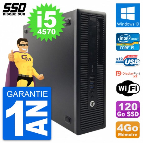 PC HP ProDesk 600 G1 SFF Intel Core i5-4570 RAM 4Go SSD 120Go Windows 10 Wifi
