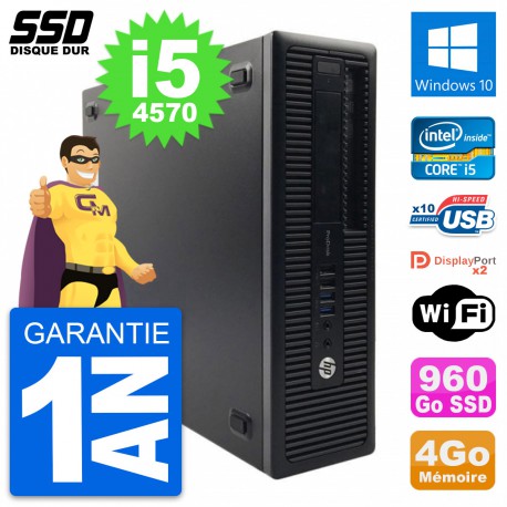 PC HP ProDesk 600 G1 SFF Intel Core i5-4570 RAM 4Go SSD 960Go Windows 10 Wifi