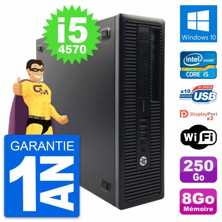 PC HP ProDesk 600 G1 SFF Intel Core i5-4570 RAM 8Go Disque 250Go Windows 10 Wifi
