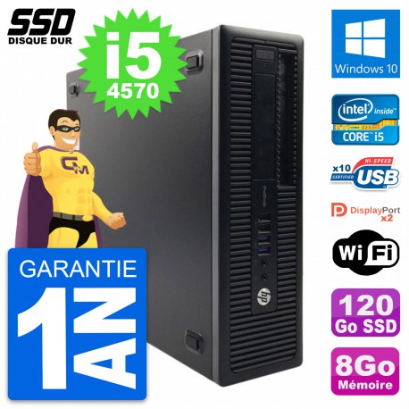 PC HP ProDesk 600 G1 SFF Intel Core i5-4570 RAM 8Go SSD 120Go Windows 10 Wifi