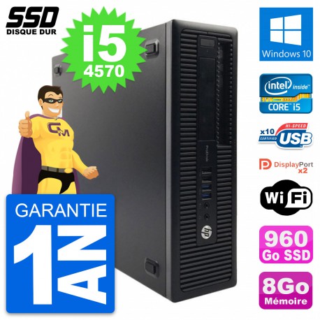 PC HP ProDesk 600 G1 SFF Intel Core i5-4570 RAM 8Go SSD 960Go Windows 10 Wifi