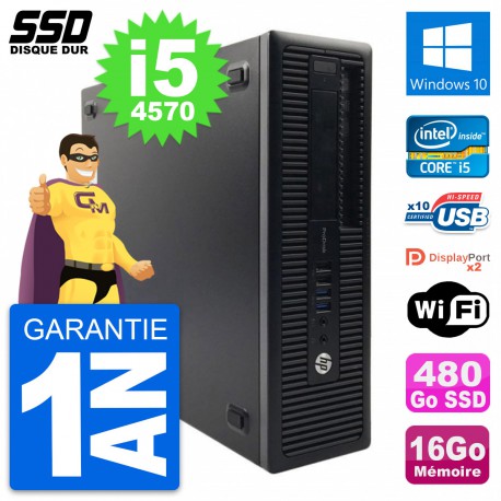 PC HP ProDesk 600 G1 SFF Intel Core i5-4570 RAM 16Go SSD 480Go Windows 10 Wifi