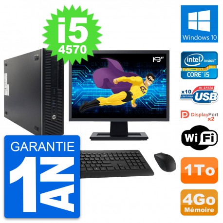 PC HP ProDesk 600 G1 SFF Ecran 19" i5-4570 RAM 4Go Disque 1To Windows 10 Wifi