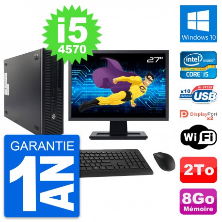 PC HP ProDesk 600 G1 SFF Ecran 27" i5-4570 RAM 8Go Disque 2To Windows 10 Wifi
