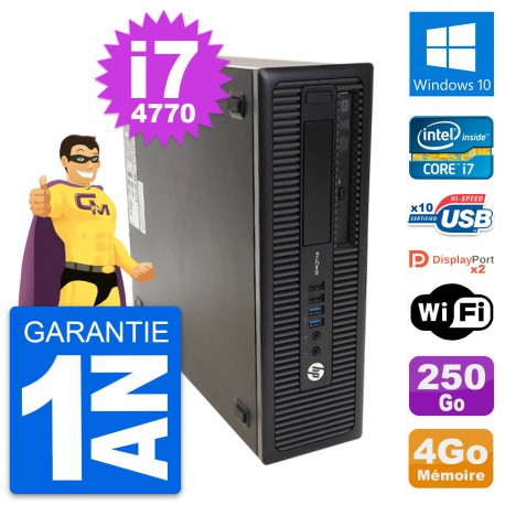 PC HP ProDesk 600 G1 SFF Intel Core i7-4770 RAM 4Go Disque 250Go Windows 10 Wifi
