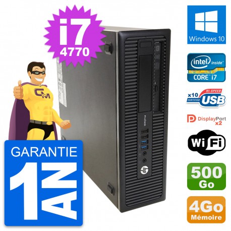 PC HP ProDesk 600 G1 SFF Intel Core i7-4770 RAM 4Go Disque 500Go Windows 10 Wifi