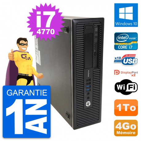 PC HP ProDesk 600 G1 SFF Intel Core i7-4770 RAM 4Go Disque 1To Windows 10 Wifi