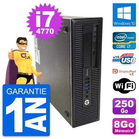 PC HP ProDesk 600 G1 SFF Intel Core i7-4770 RAM 8Go Disque 250Go Windows 10 Wifi
