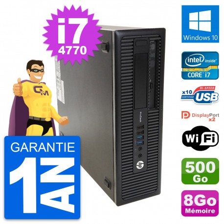 PC HP ProDesk 600 G1 SFF Intel Core i7-4770 RAM 8Go Disque 500Go Windows 10 Wifi