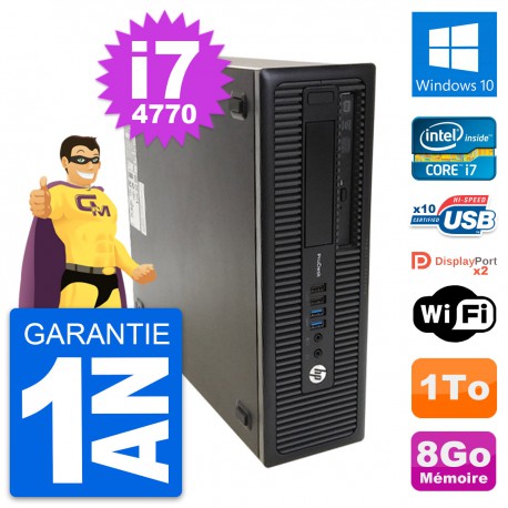 PC HP ProDesk 600 G1 SFF Intel Core i7-4770 RAM 8Go Disque 1To Windows 10 Wifi