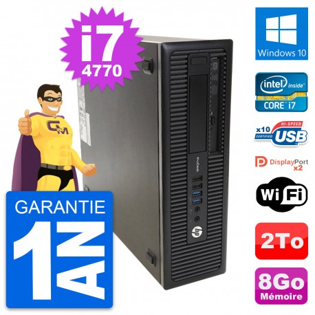 PC HP ProDesk 600 G1 SFF Intel Core i7-4770 RAM 8Go Disque 2To Windows 10 Wifi