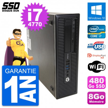 PC HP ProDesk 600 G1 SFF Intel Core i7-4770 RAM 8Go SSD 480Go Windows 10 Wifi