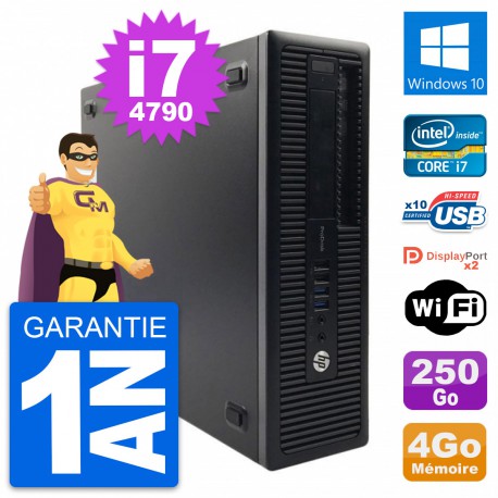PC HP ProDesk 600 G1 SFF Intel Core i7-4790 RAM 4Go Disque 250Go Windows 10 Wifi