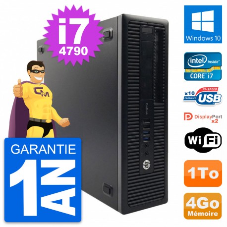 PC HP ProDesk 600 G1 SFF Intel Core i7-4790 RAM 4Go Disque 1To Windows 10 Wifi