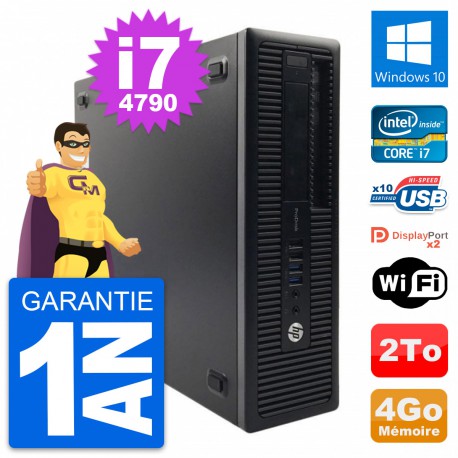 PC HP ProDesk 600 G1 SFF Intel Core i7-4790 RAM 4Go Disque 2To Windows 10 Wifi