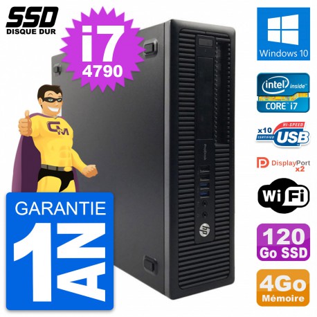 PC HP ProDesk 600 G1 SFF Intel Core i7-4790 RAM 4Go SSD 120Go Windows 10 Wifi