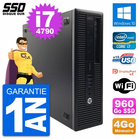 PC HP ProDesk 600 G1 SFF Intel Core i7-4790 RAM 4Go SSD 960Go Windows 10 Wifi