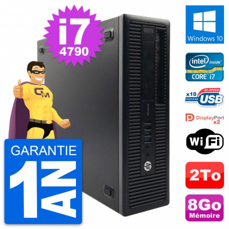 PC HP ProDesk 600 G1 SFF Intel Core i7-4790 RAM 8Go Disque 2To Windows 10 Wifi